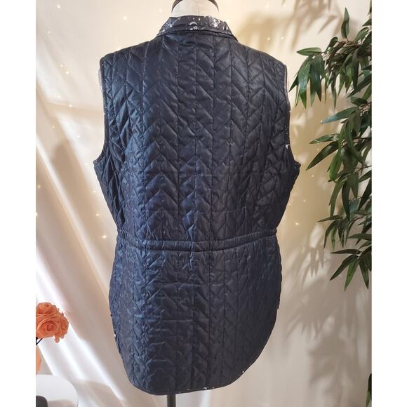 Chicos Zenergy Womens Reversible Quilted Celestial Vest Size 2 L 12/14 Navy Blue - Picture 4 of 13